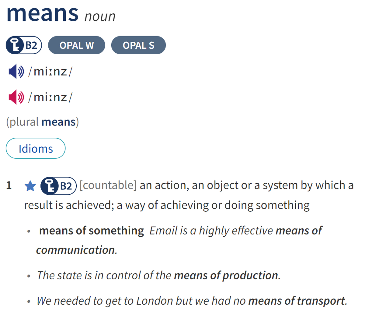 Cкриншот-цитата из словаря OALD 