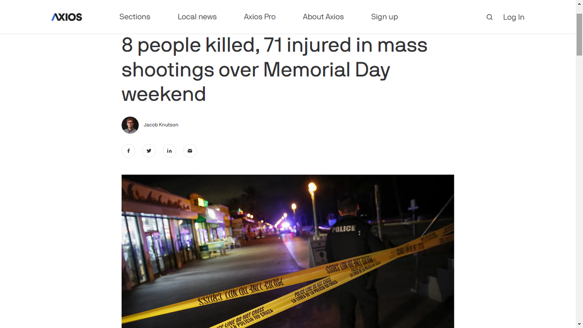 8 человек погибли, 71 ранен в результате массовых расстрелов в День памяти