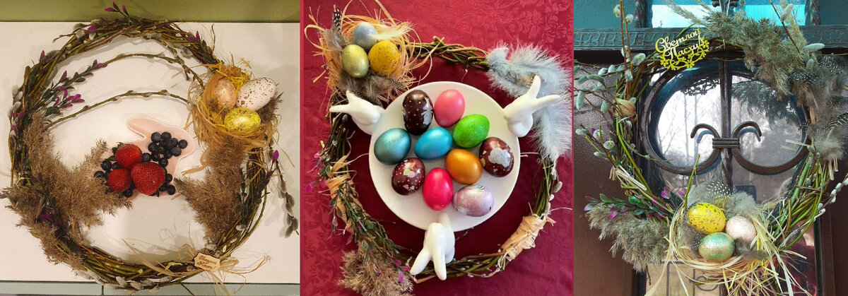 Мы собрались семьями и организовали мастер-класс по пасхальным венкам.