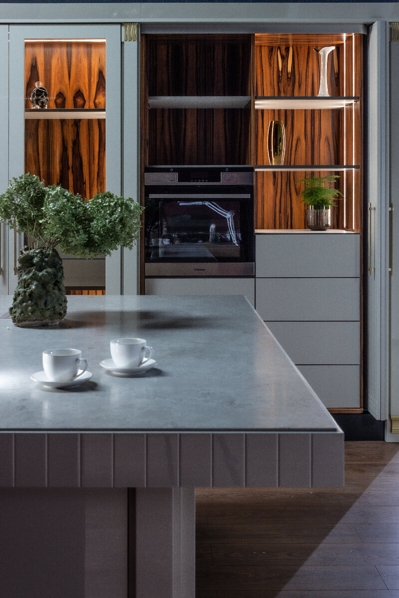 Проект авторской кухни реализованный MaxMalevich для российского дизайнера интерьеров Оксаны Цымбаловой. Фото MaxMalevich