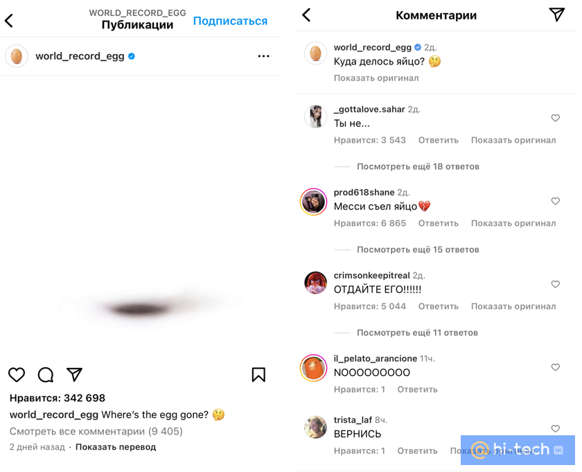    Пользователи в шоке: яйцо исчезло, осталась только его тень. Фото: world_record_egg