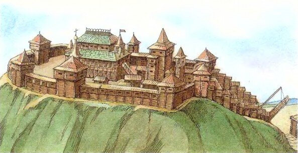 Любечский детинец, реконструкция археологов.