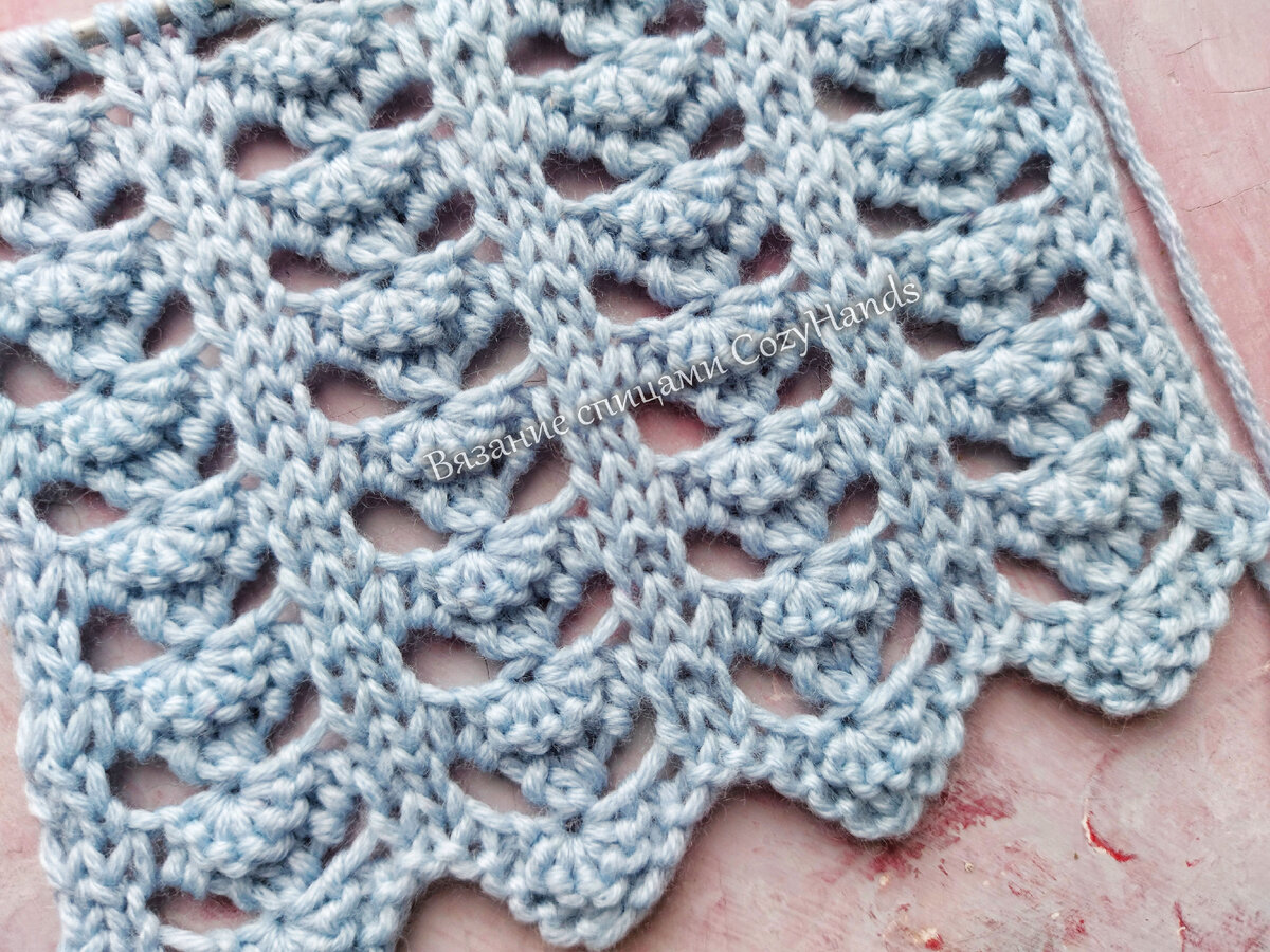 Ажурный узор спицами как крючком 