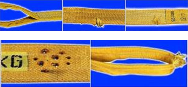 Повреждения стропов. Браковка текстильных строп. Браковка ленточных текстильных строп. Стропы текстильные ленточные браковка. Строп текстильный петлевой отбраковка.