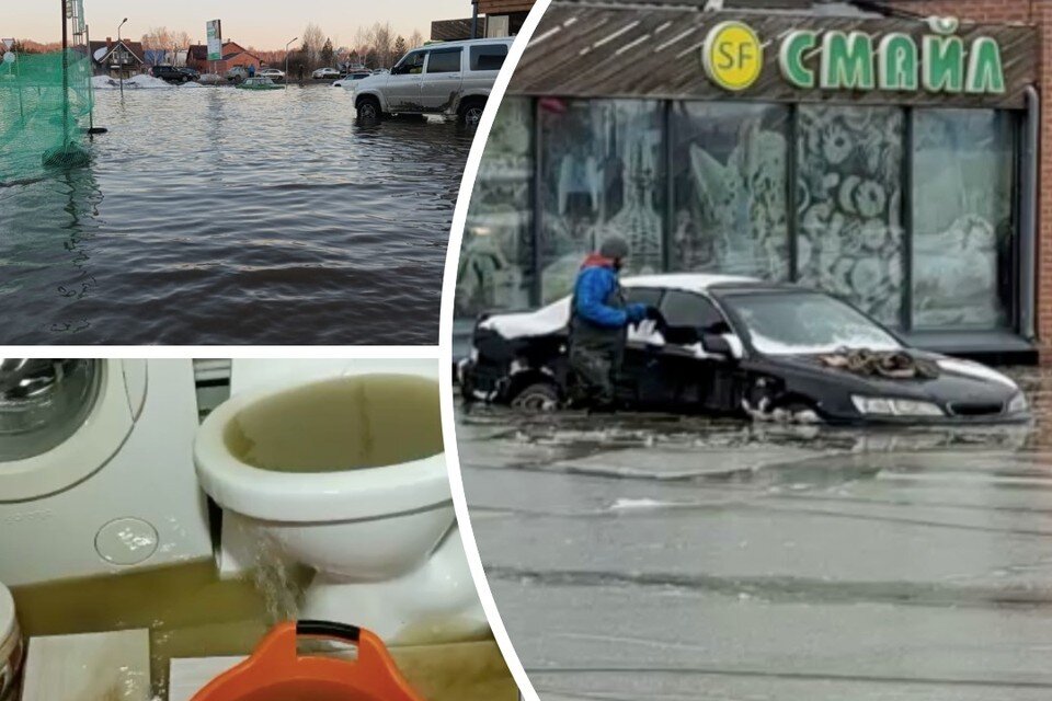     Талые воды затопили жилмассив из таунхаусов под Новосибирском. Фото: Предоставлено местными жителями
