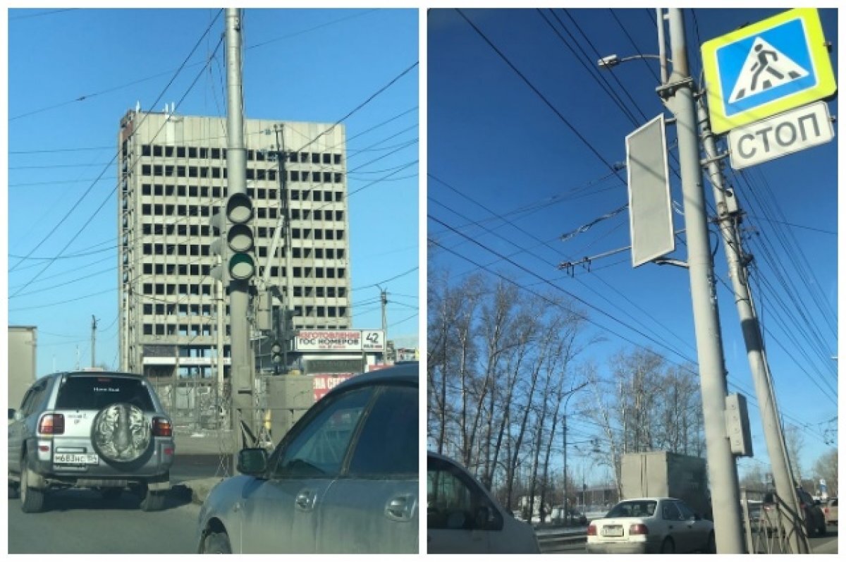    В Новосибирске горожане пожаловались на грязные светофоры на улице Петухова