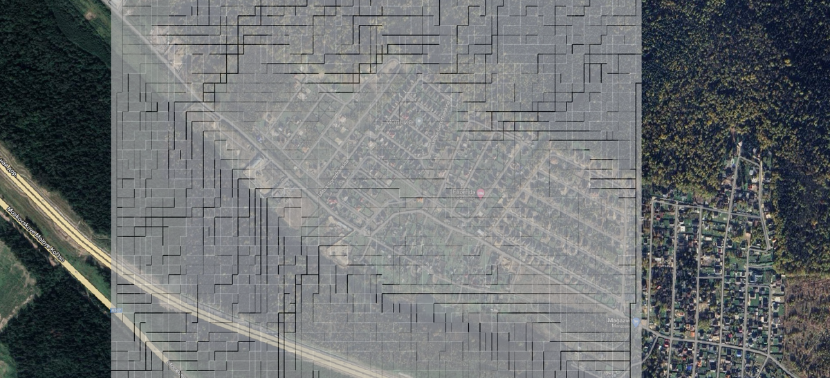Растр цифровой модели рельефа Copernicus Global DSM шагом 30x30м. Вид изQGIS.