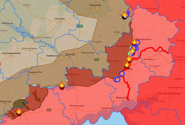 Актуальная интерактивная карта боевых действий на Украине (СВО). Уточненияна 4 апреля 2023 года.