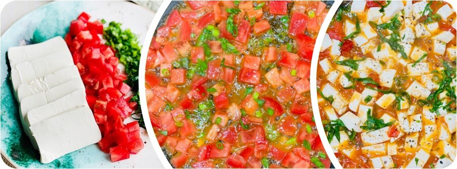 Если размять тофу лопаткой, блюдо будет больше похоже на скрембл