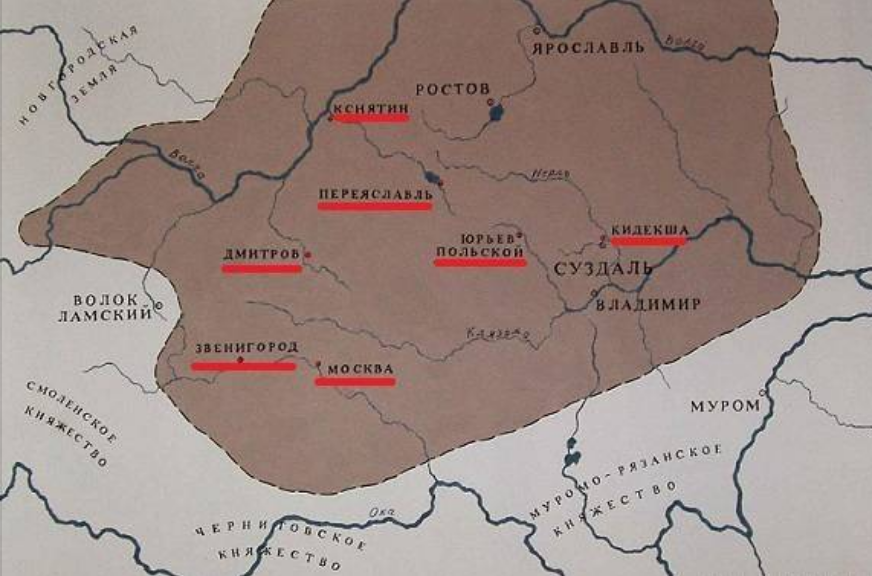 Города основанные юрием долгоруким на исторической карте проект 6 класс