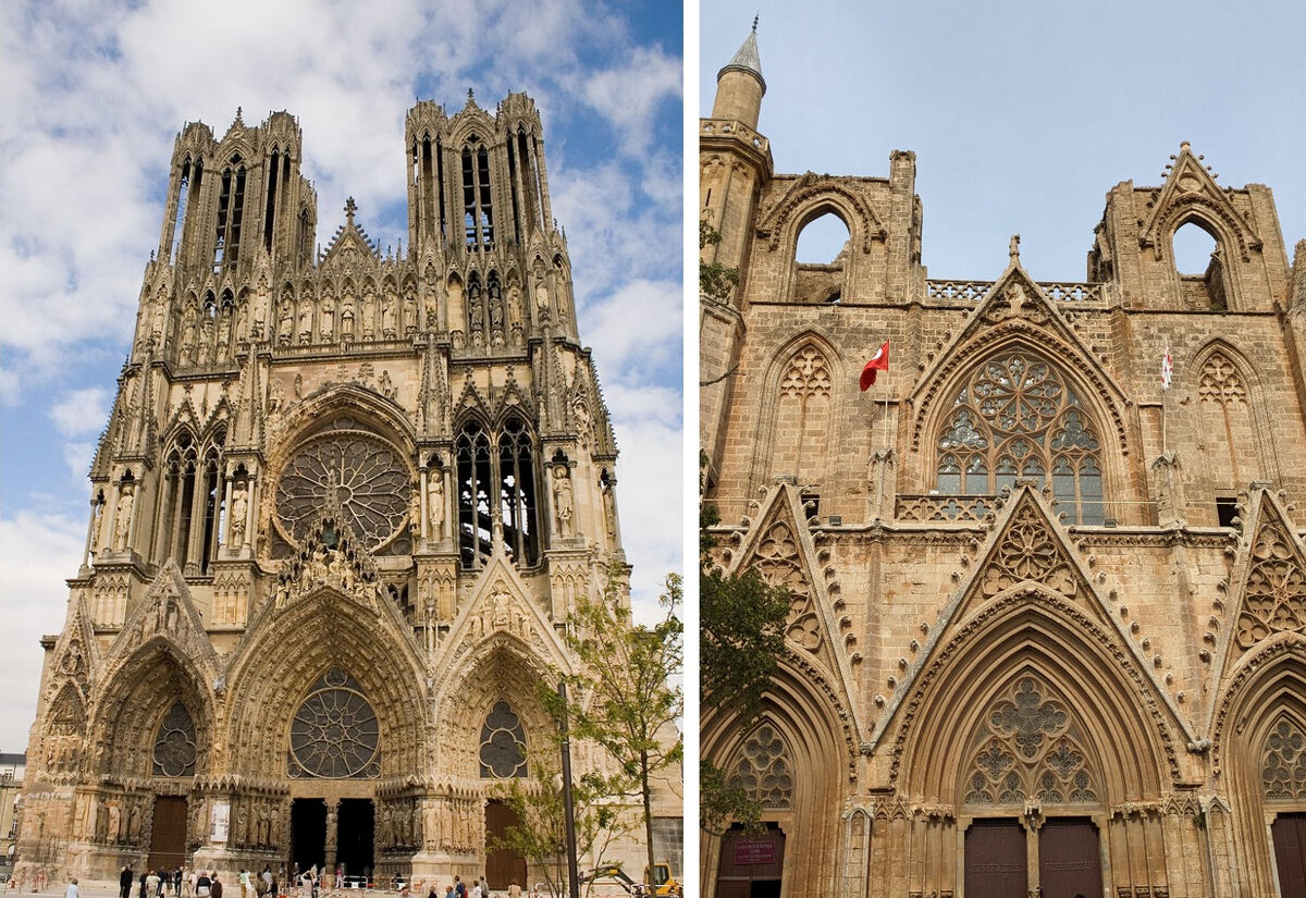 Слева – Реймсский собор. Фото: Ludovic Péron. Справа – собор Фамагусты. Фото автора. Правда, похожи?