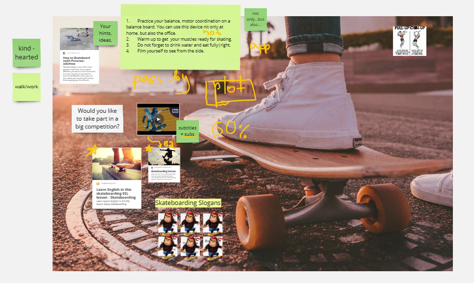 Моя разработка урока для ученика, влюбленного в скейтборд