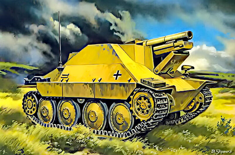 САУ 15 cm sIG 33/2 auf Jagdpanzer 38 (Hetzer-Bison). Общий вид.