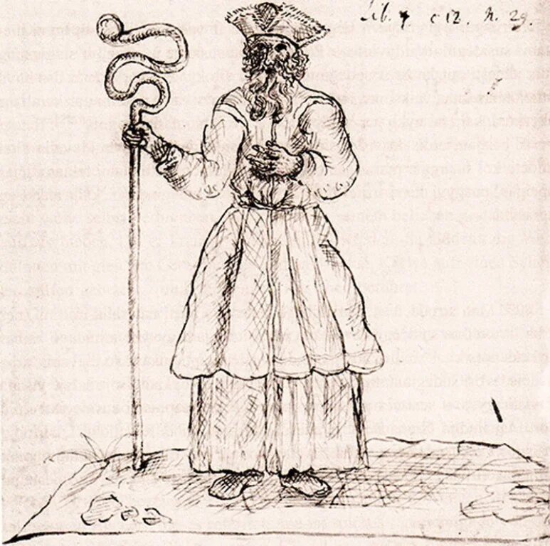 Криве Кривейте, миниатюра из немецкой рукописи XVII века.
