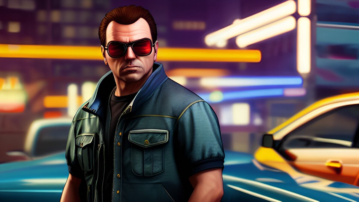 Один из кадров, как будет выглядеть гта 6 по мнению нейросети.