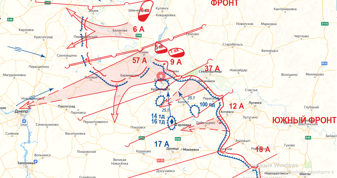 Семеновка на карте боевых действий