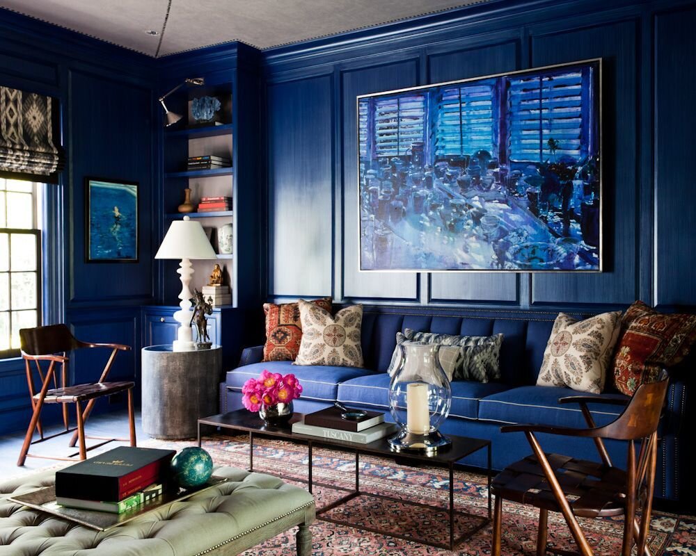 Синяя гостиная https://decoraideas.com/salon-en-azul/