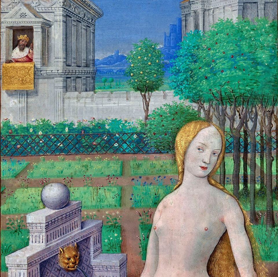 Давид и Вирсавия из прошлой статьи, а ещё из Библии. По Библии она имела привычку мыться на крыше, почему-то; он жил по соседству, увидел ее и возжелал. Ну а дальше как всегда.