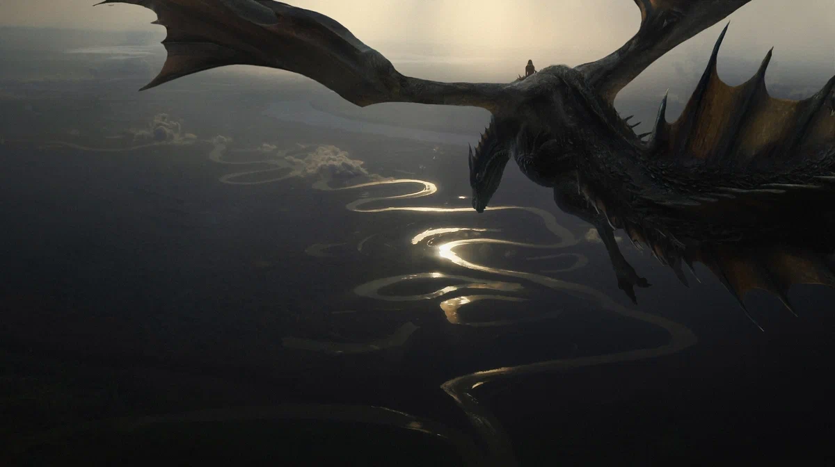 Джейнара и Терракс в небе над Соториосом (арт Sven Sauer, www.artstation.com).