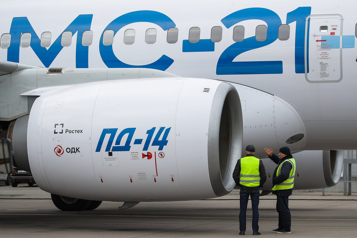 Двигатель ПД-14 на крыле среднемагистрального самолета МС-21-310 © Объединенная двигателестроительная корпорация