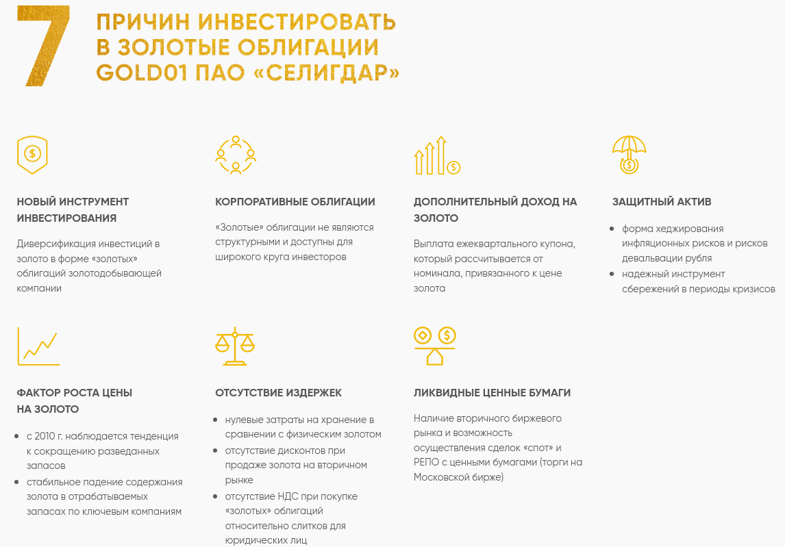 селигдар золотые облигации