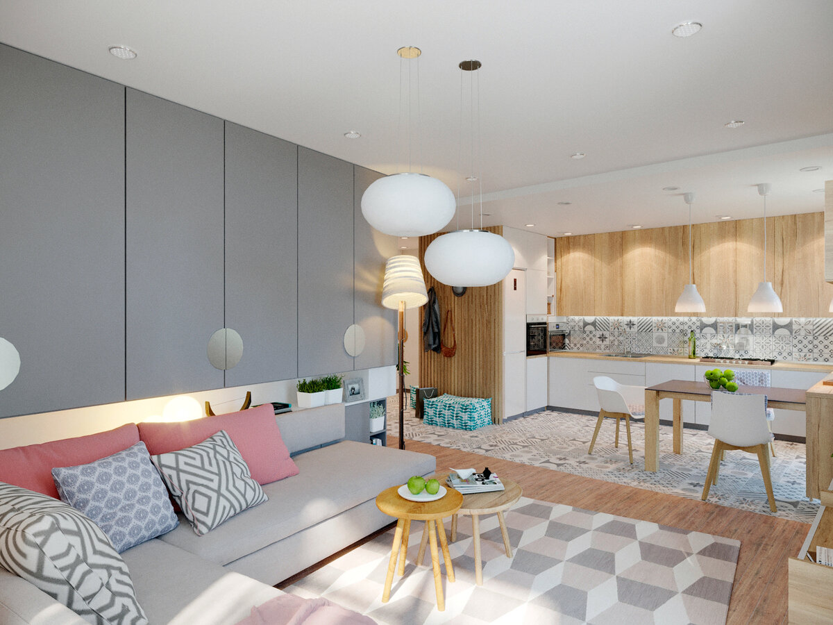 Без излишеств, но очень мило. Приятный, эргономичный интерьер в скандинавском стиле