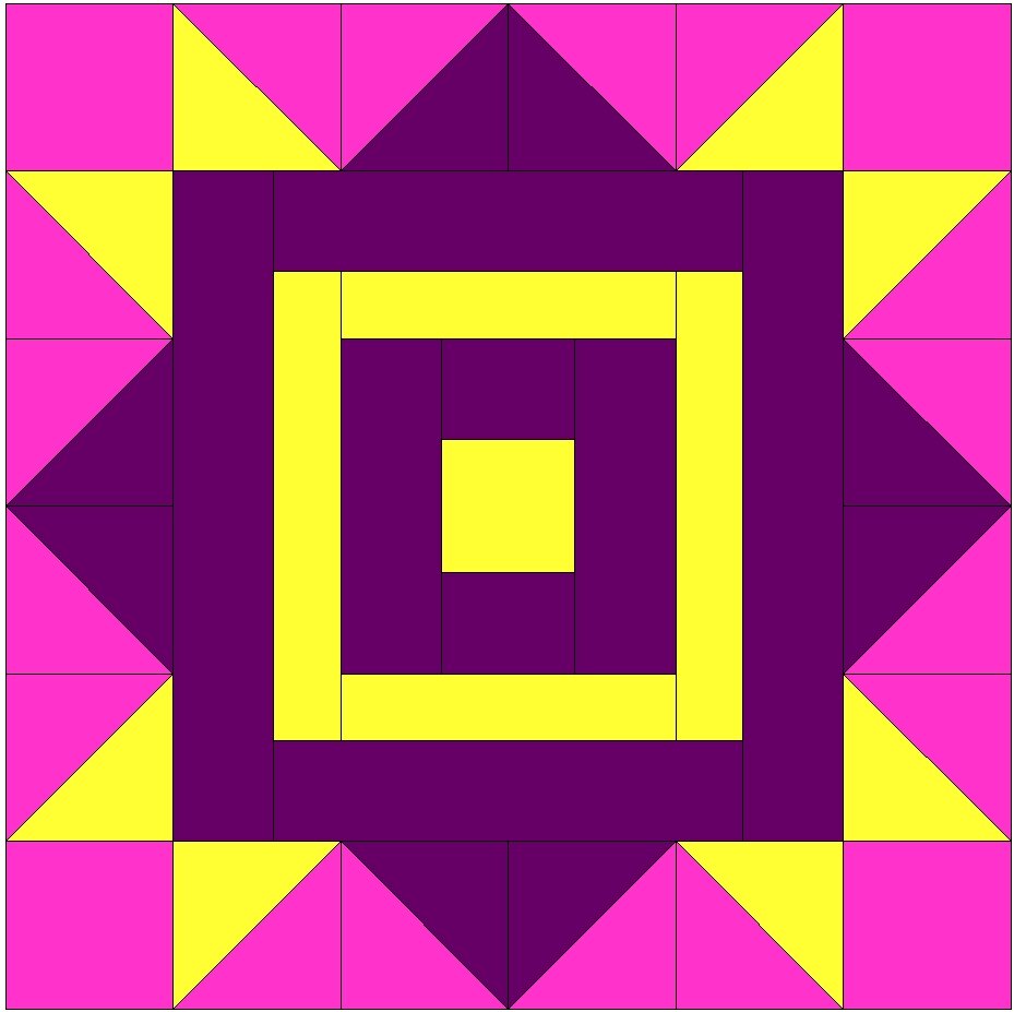 1 Лоскутный узор 6х6 квадратов 3 цвета