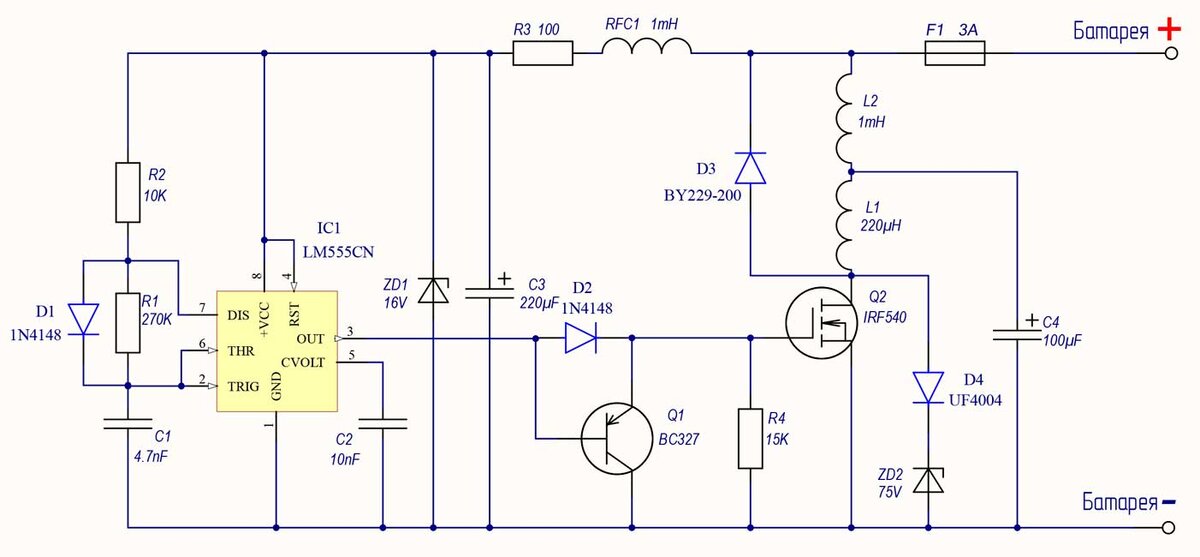 Принципиальная схема "разрядника" аккумулятора