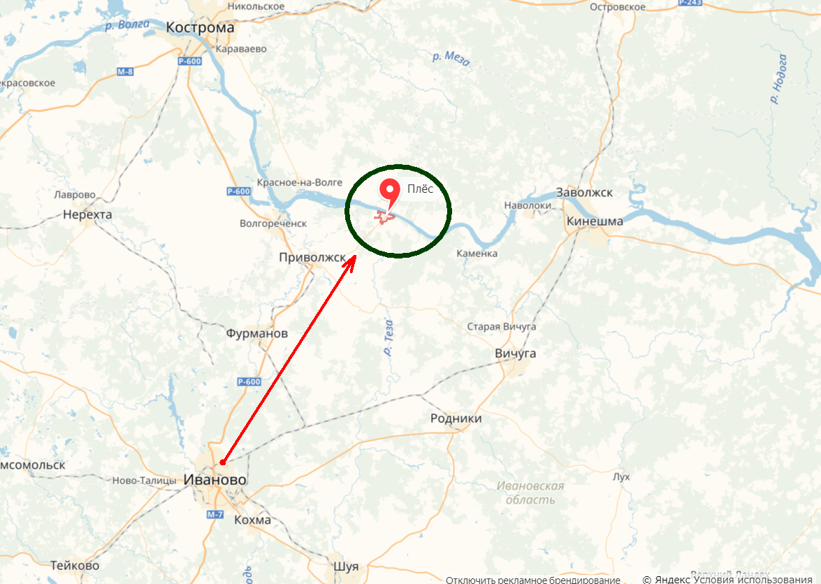 Карта плеса ивановской области с достопримечательностями