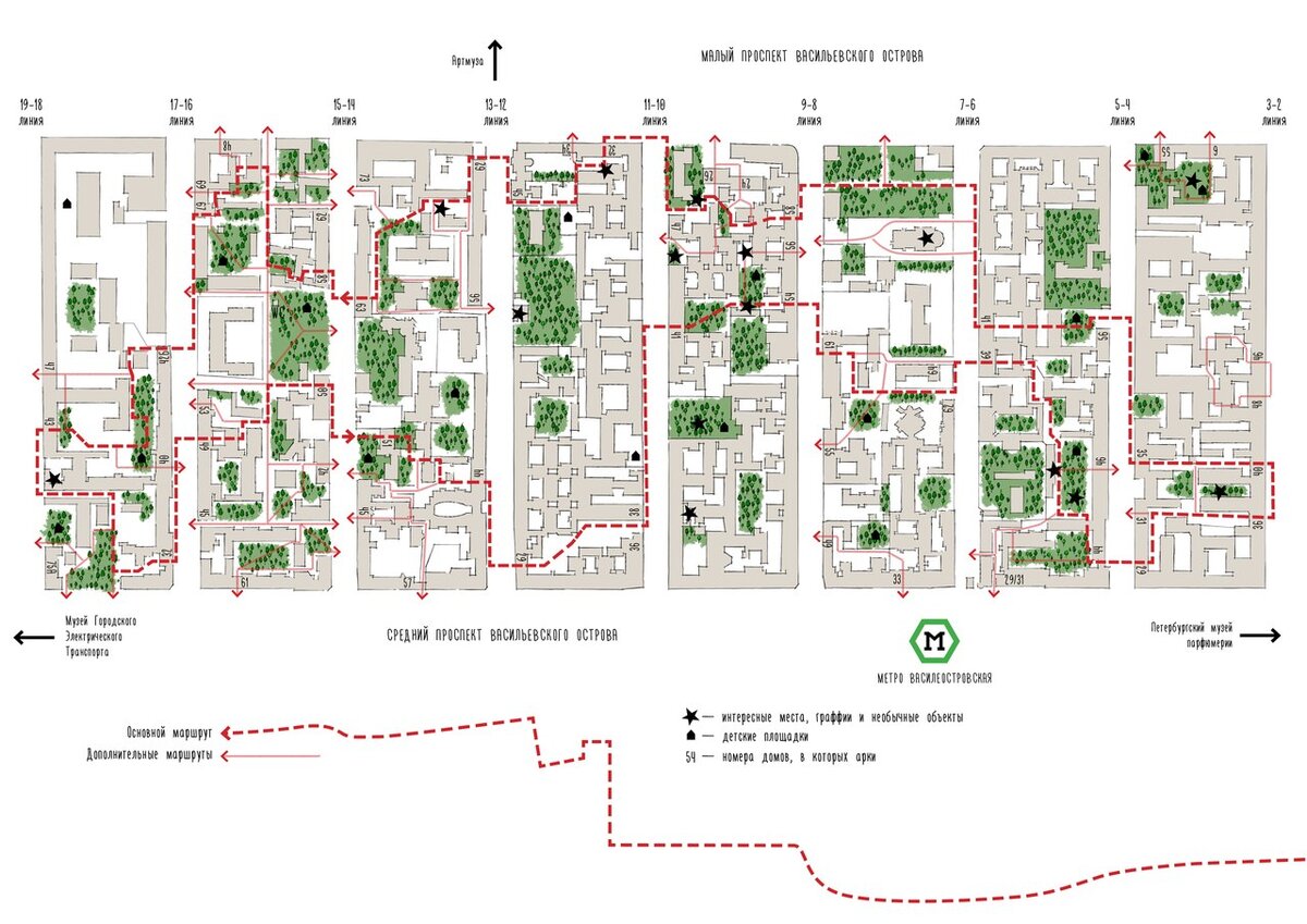 Карта проходных дворов васильевского острова