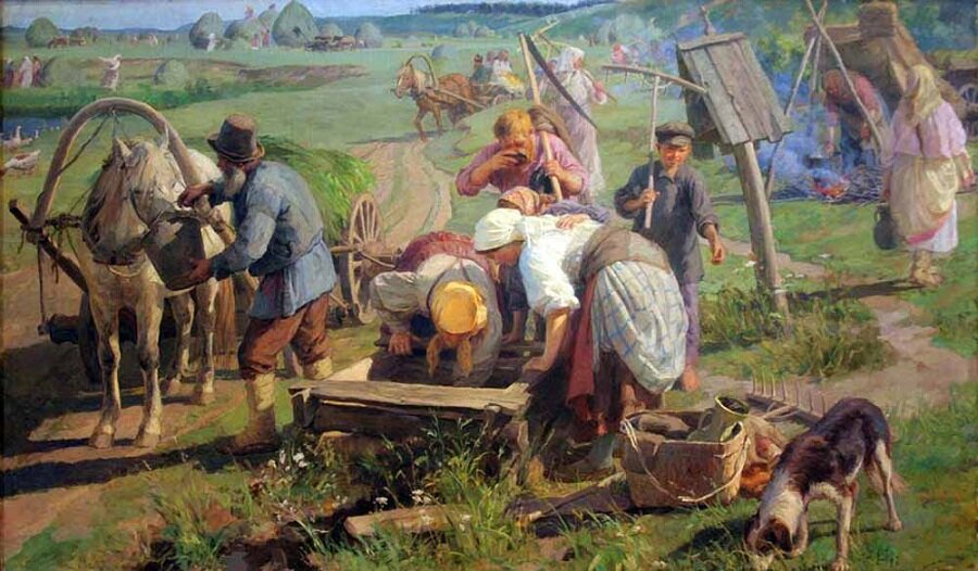 «Возвращение с сенокоса». Художник Федот Васильевич Сычков