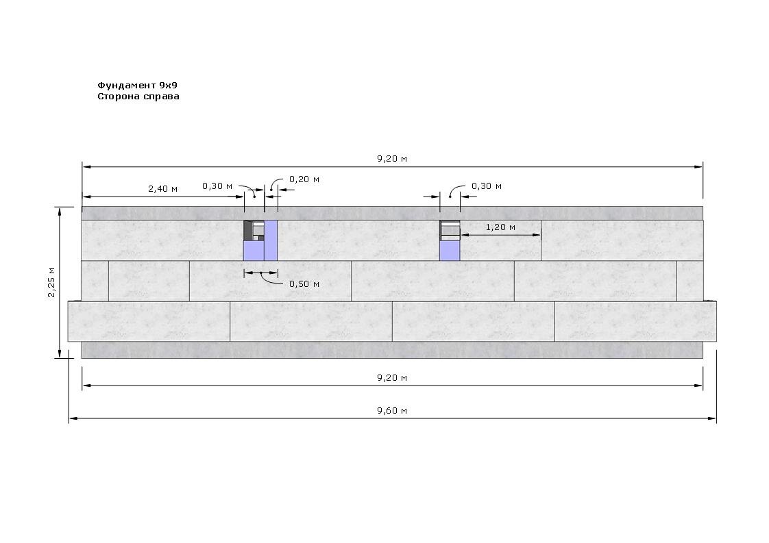 План ленточного фундамента из блоков фбс