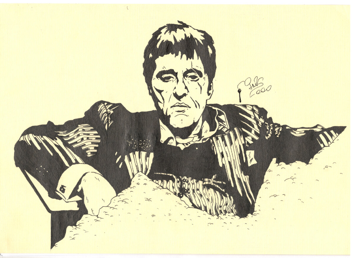 Посмотрел Лицо со шрамом с Аль Пачино. Что сказать, не зацепил бы, не нарисовал бы. Классика гангстерских фильмов с одним из лучших актёров. 