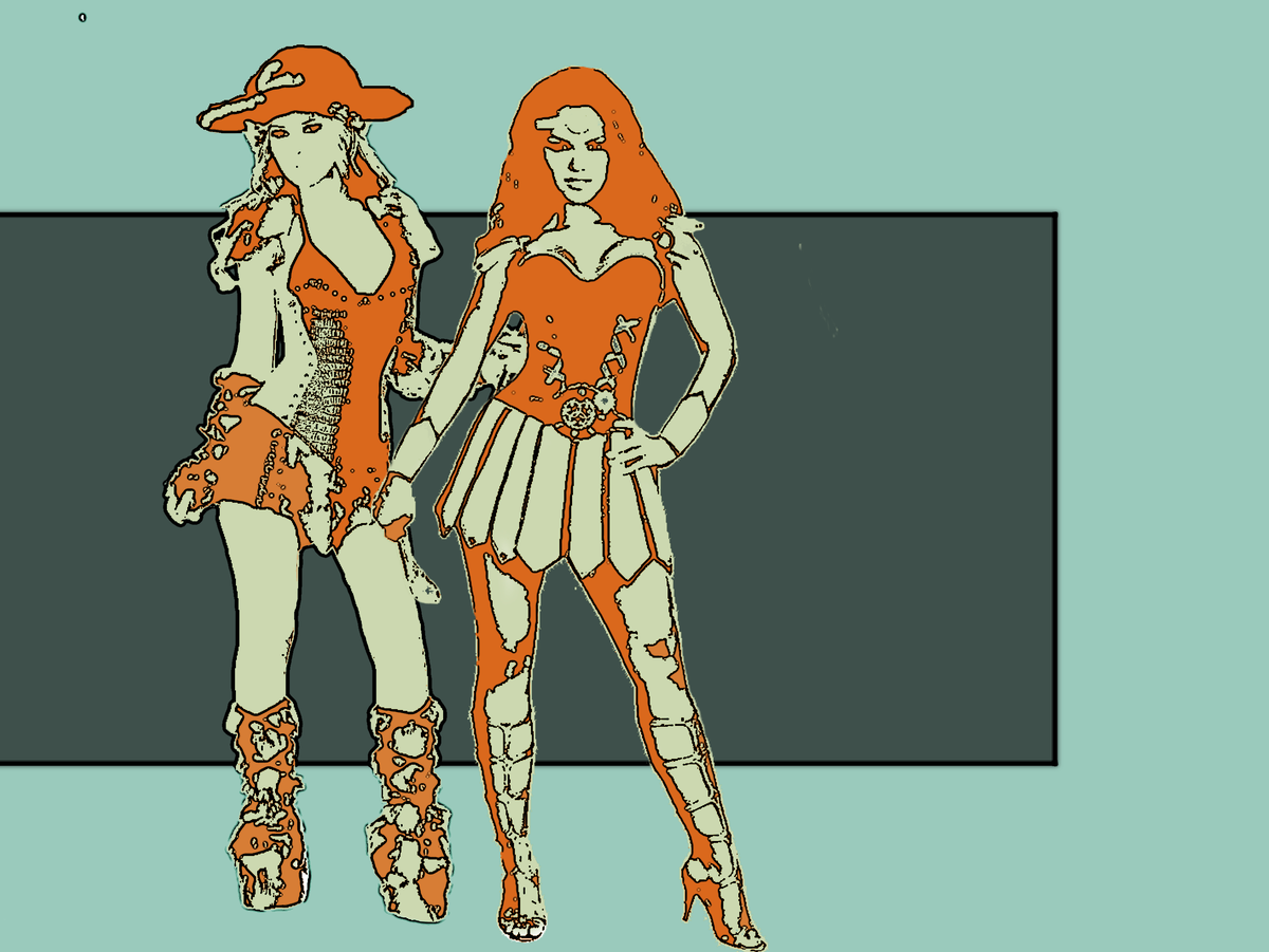 По случаю появления инопланетянина Надин и Лиз надели "защитные доспехи".