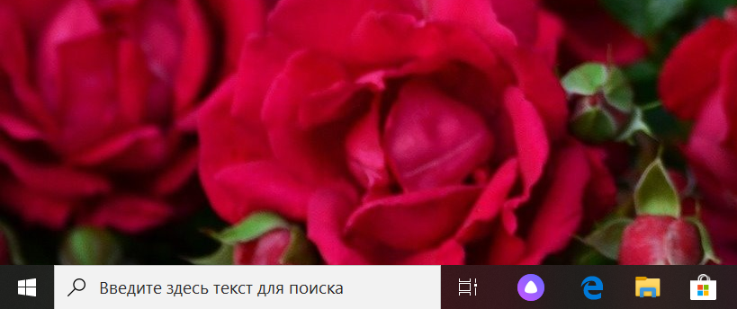 Поле поиска на панели задач Windows 10