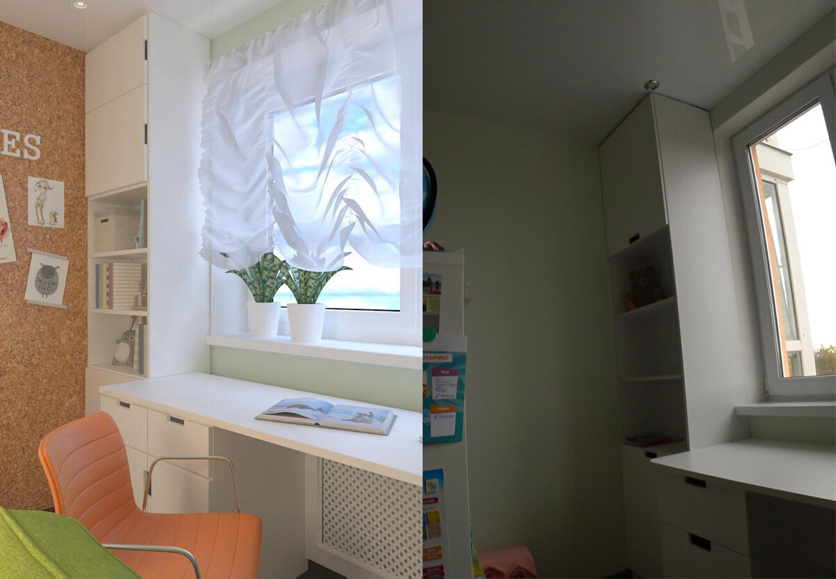 На текущий момент пробковое покрытие на стену не смонтировали, но по словам семьи это классное решение и обязательно займёт своё место в детской.