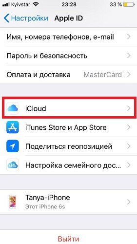 Проверьте в разделе Ваше имя в Настройках вкладку iCloud.
