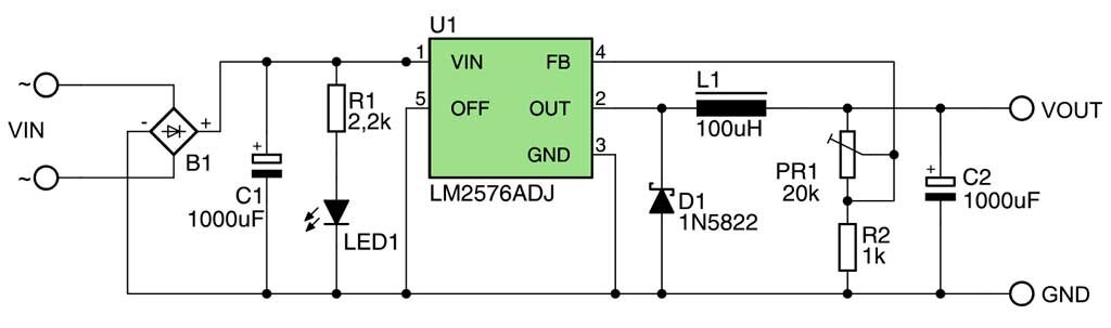 Регулируемый блок питания на LM2576