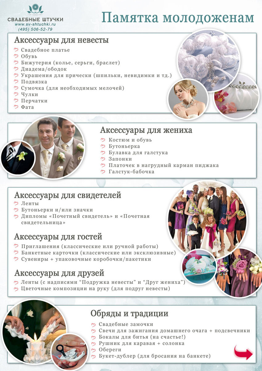 Чек лист для подготовки к свадьбе