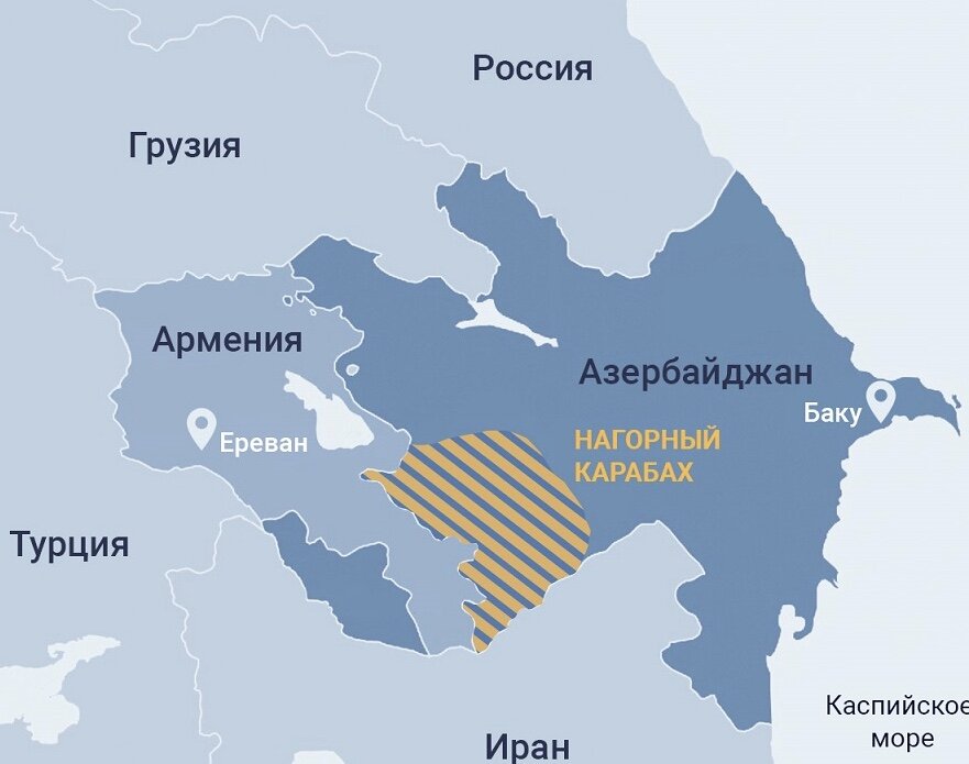 Карта азербайджана и армении границы