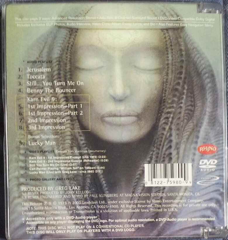 Emerson Lake & Palmer "Brain Salad Surgery" DVD-Audio 5.1 - треклист