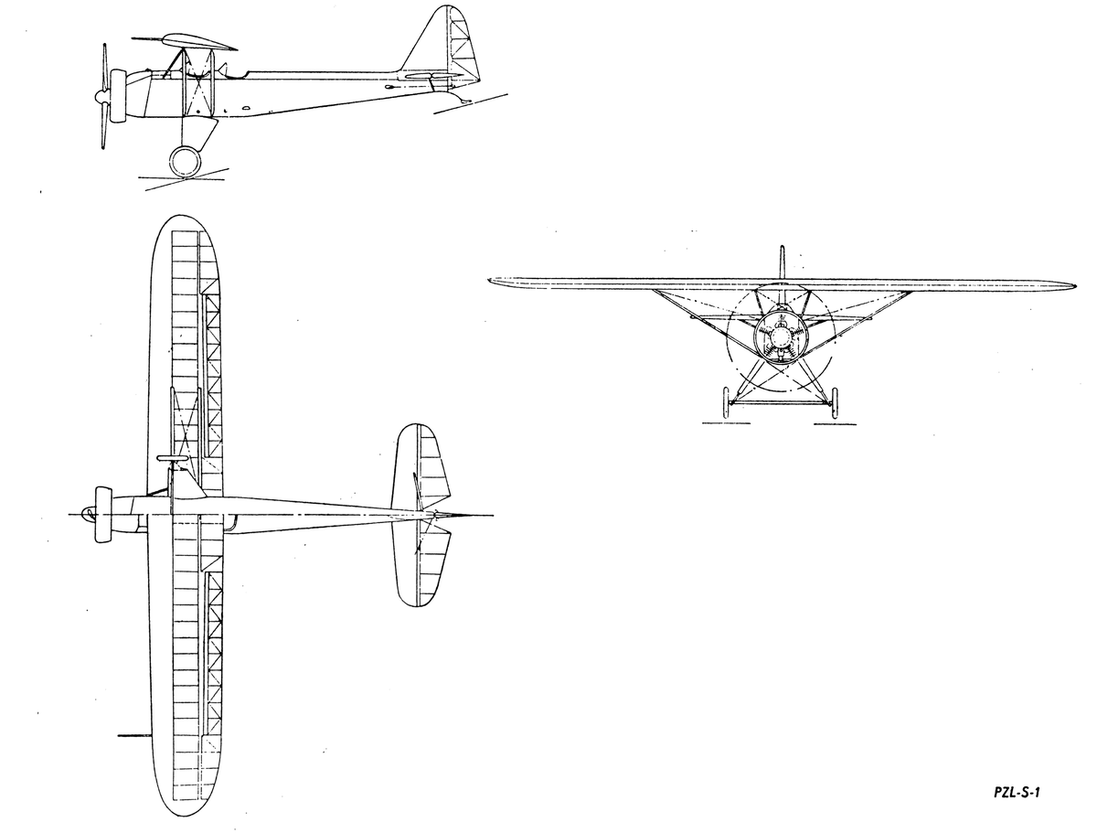 PZL S-1. Проекции. Фото: Public domain