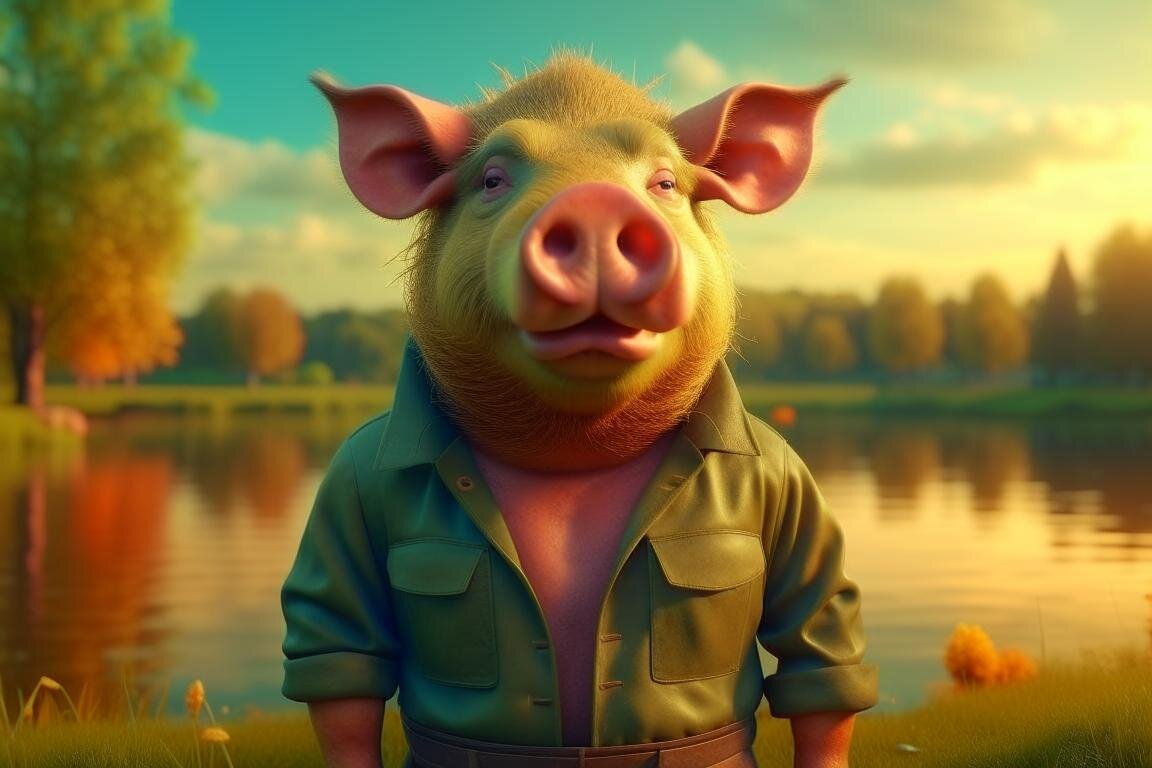 Вожак хрюшек. Нейросеть Kandinsky 2.2.