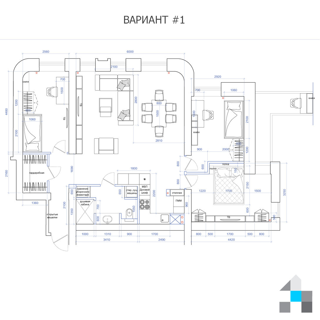 Прямой вход в спальню и детскую.