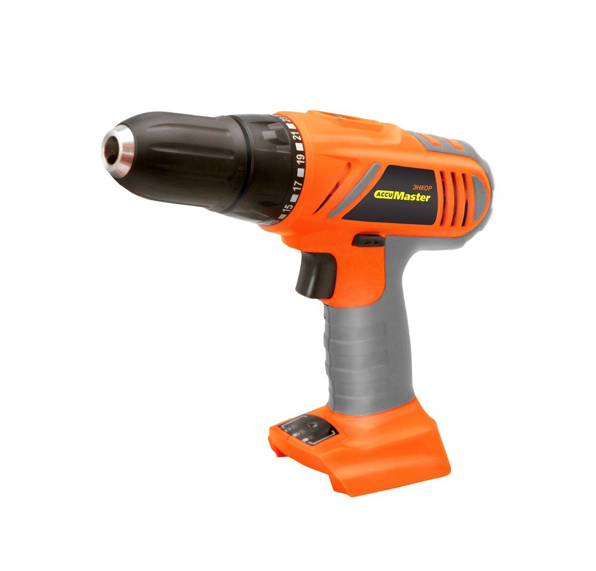 Дрель-шуруповерт Энкор AccuMaster АКМ1803, крутящий момент 26 Н·м, цена около 1800 руб.