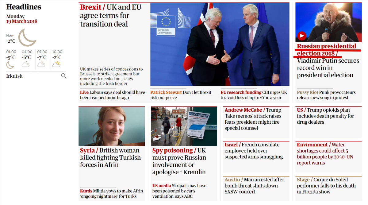 Новость о выборах — в топе The Guardian