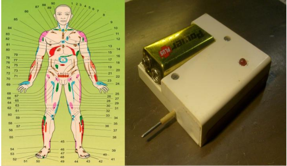 Прибор точка. Электростимулятор акупунктурных точек. Самодельный электростимулятор. Прибор для электроакупунктуры своими руками. Акупунктурный прибор своими руками.