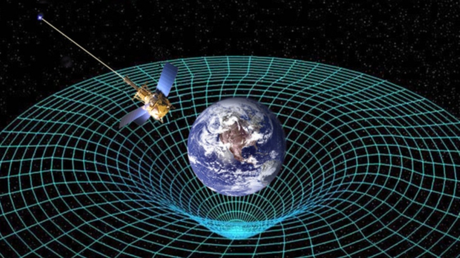 Ткань пространства-времени искривляется под воздействием огромной массы.
