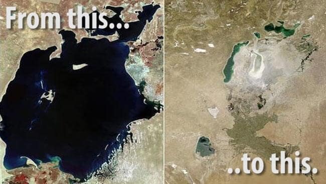 Фото аральского моря до и после высыхания #10YearChallenge для планеты Проект +1 Дзен