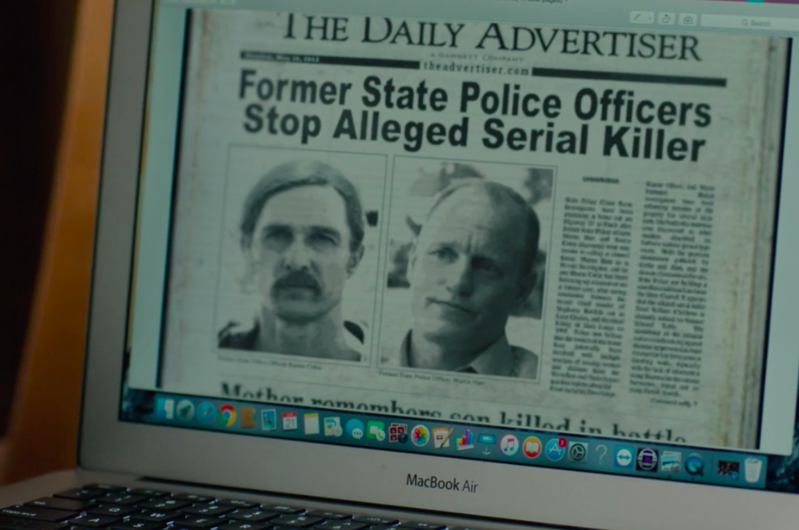 Отсылка к героям первого сезона — делу Раста Коула и Марти Харта — в 7 серии 3 сезона